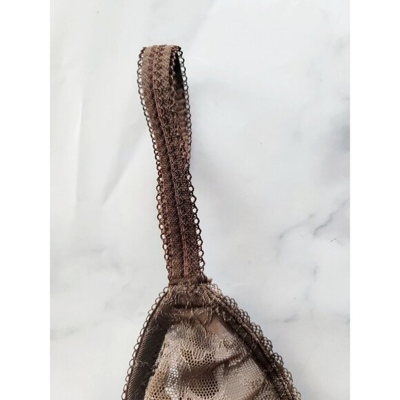 Wacoal Beyond Basic 855136 Lace Underwire Unpadded Unline Sheer Brown Bra 32D - Picture 5 of 12